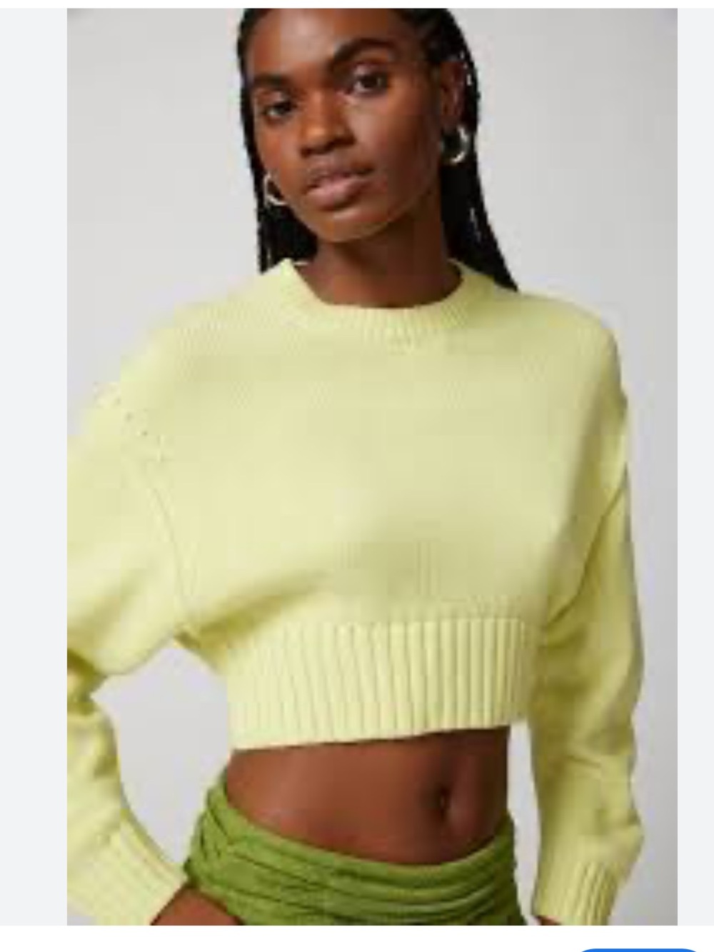 Urban Outfitters Cropped Crewneck Sweater in  Yellow/Green. Sz Medium